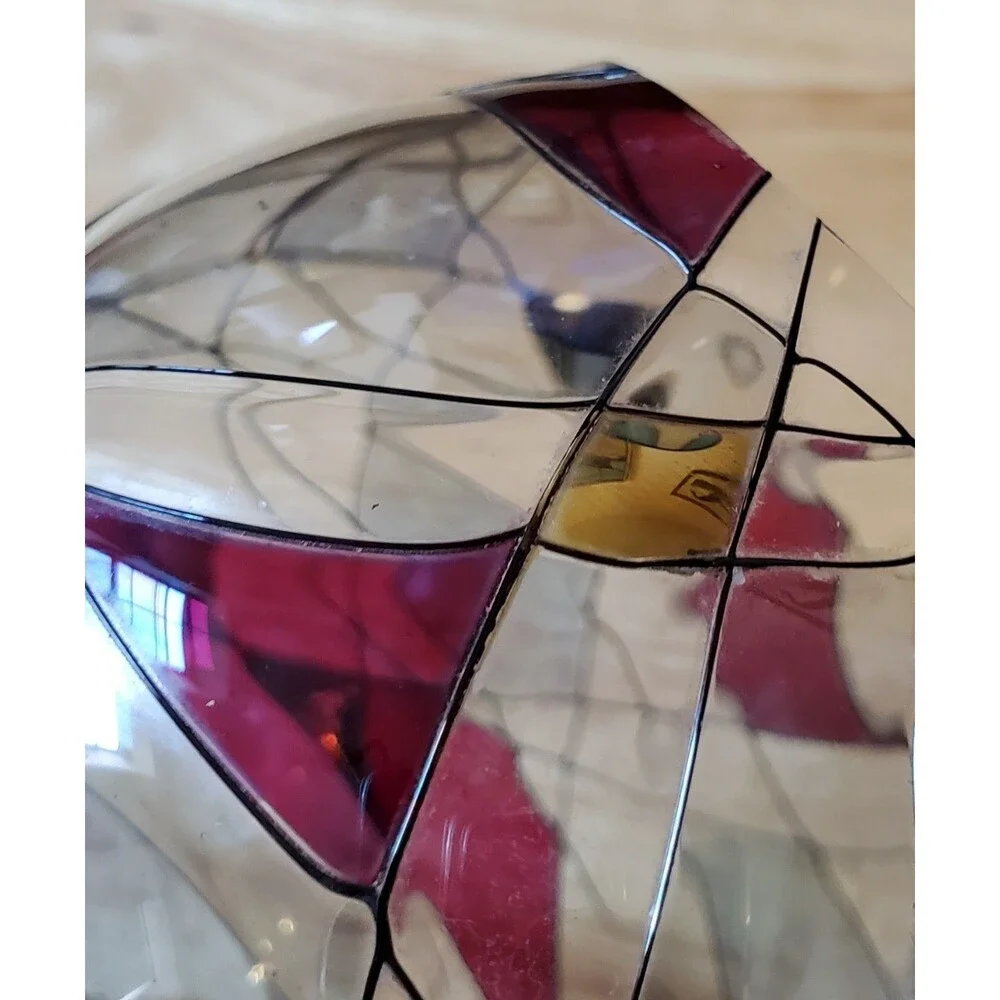Partylite Calypso Candle Holder Mosaic Stained Glass Look Votive 4" Vtg Red Gold - Picture 7 of 13